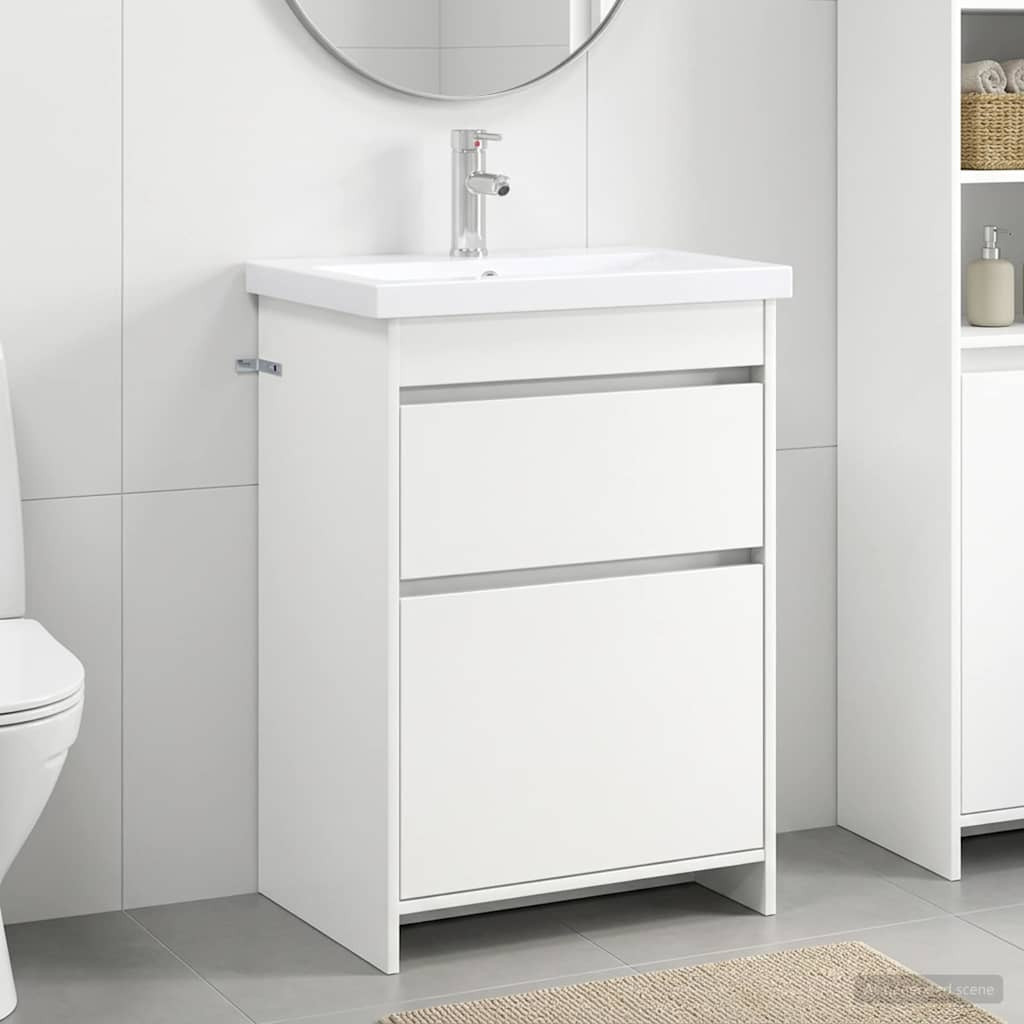 vidaXL Badezimmermöbel-Set Weiß 61 x 40 x 84,5 cm Holzwerkstoff