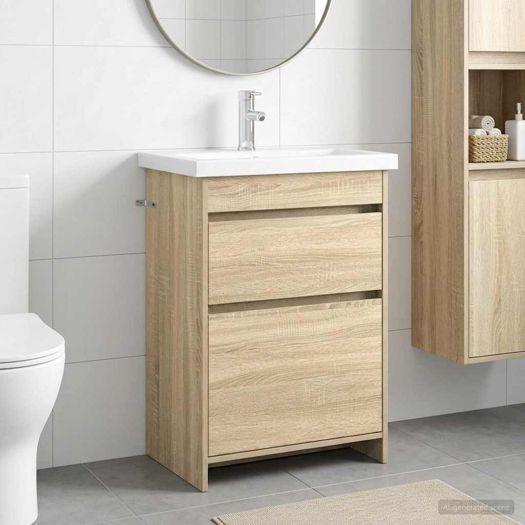 vidaXL Badezimmermöbel-Set Sonoma-Eiche 61 x 40 x 84,5 cm