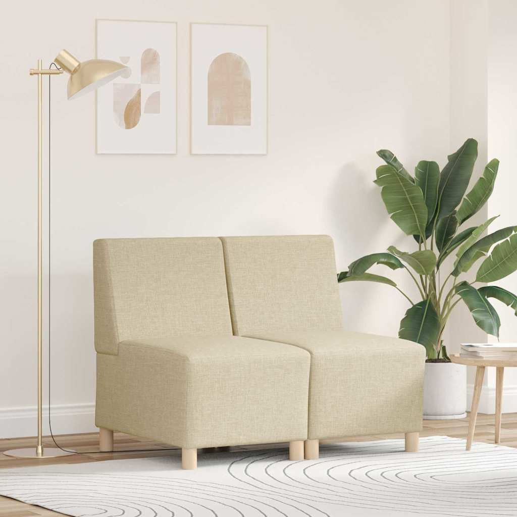 vidaXL Modulares Armfreies Sofa 2 pcs Creme 55 x 74 x 82 cm Stoff