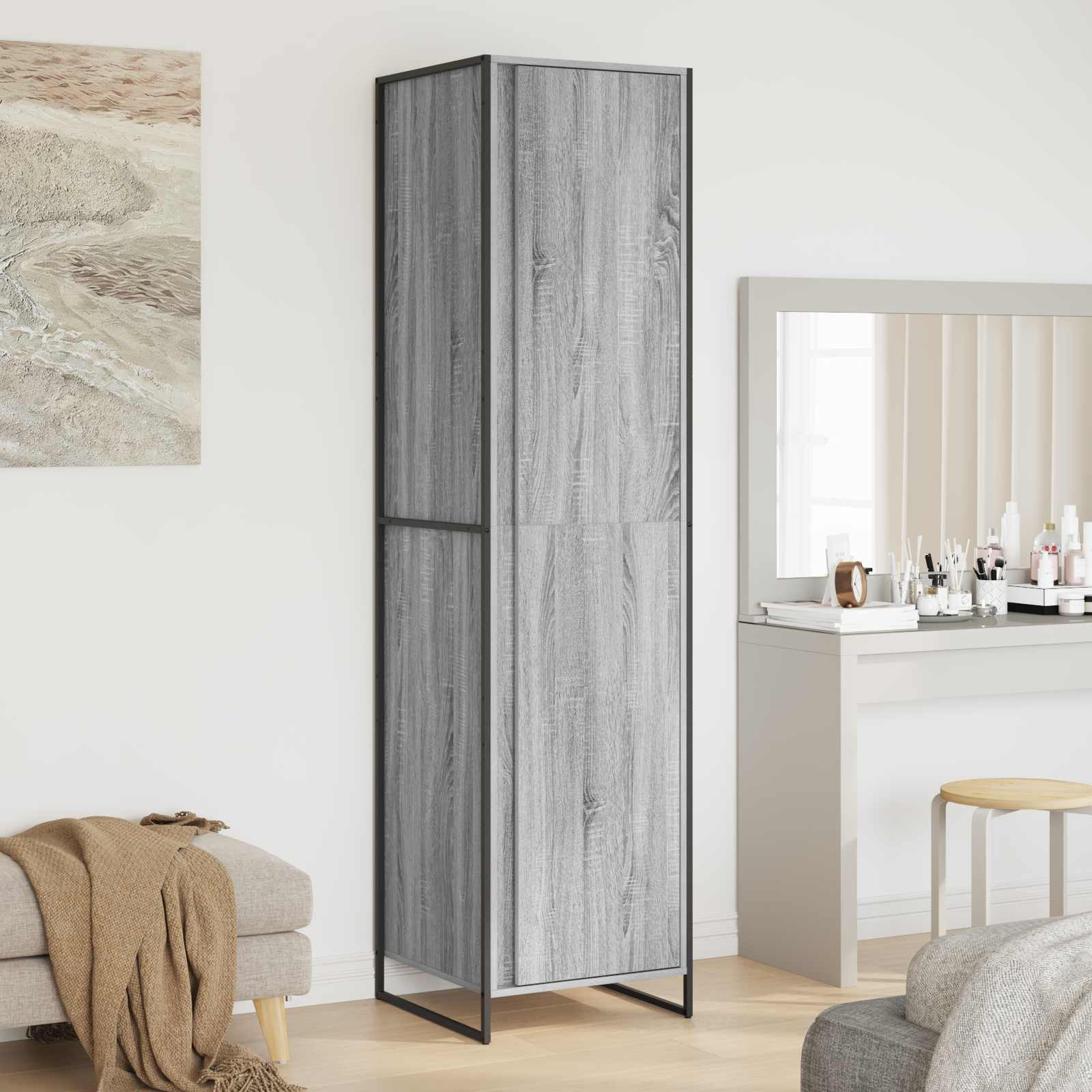 vidaXL Warderobe mit Tür Graues Sonoma 50 x 50 x 200 cm Holzwerkstoff
