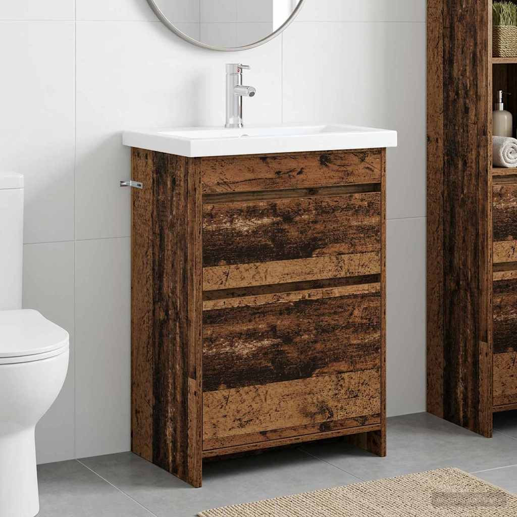 vidaXL Badezimmermöbel-Set Altholz 61 x 40 x 84,5 cm Holzwerkstoff