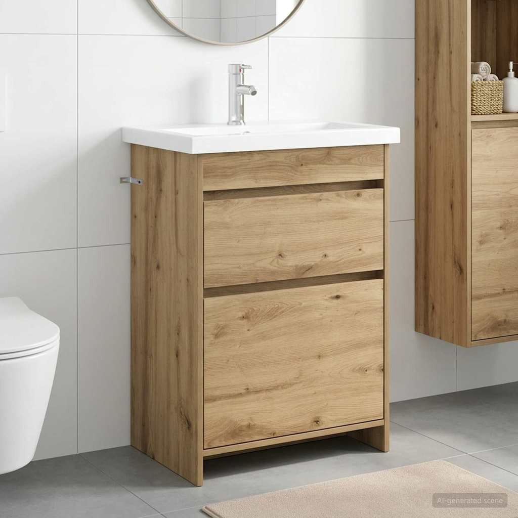vidaXL Badezimmermöbel-Set Artisan-Eiche 61 x 40 x 84,5 cm
