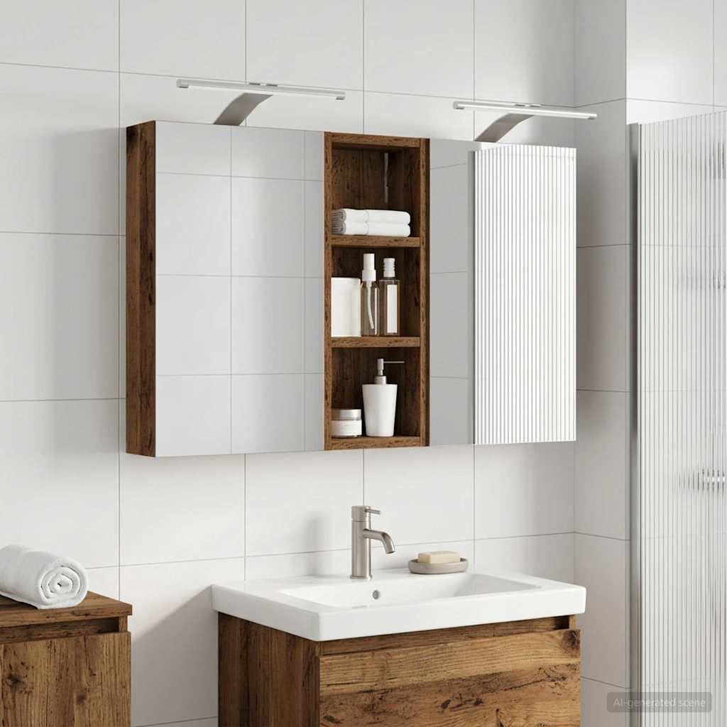 vidaXL Badezimmerschrank-Set 3 pcs 80 x 10,5 x 50 cm Holzwerkstoff