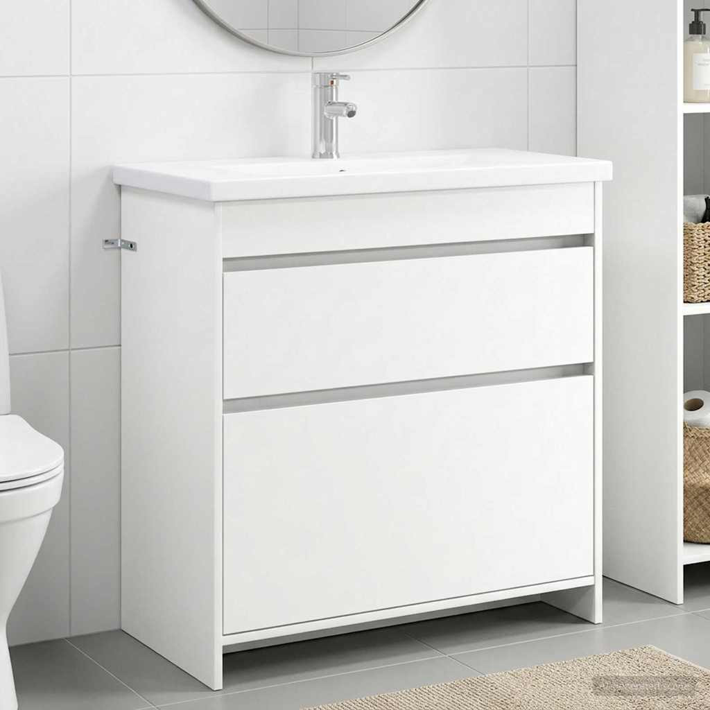 vidaXL Badezimmermöbel-Set Weiß 81 x 40 x 84,5 cm Holzwerkstoff