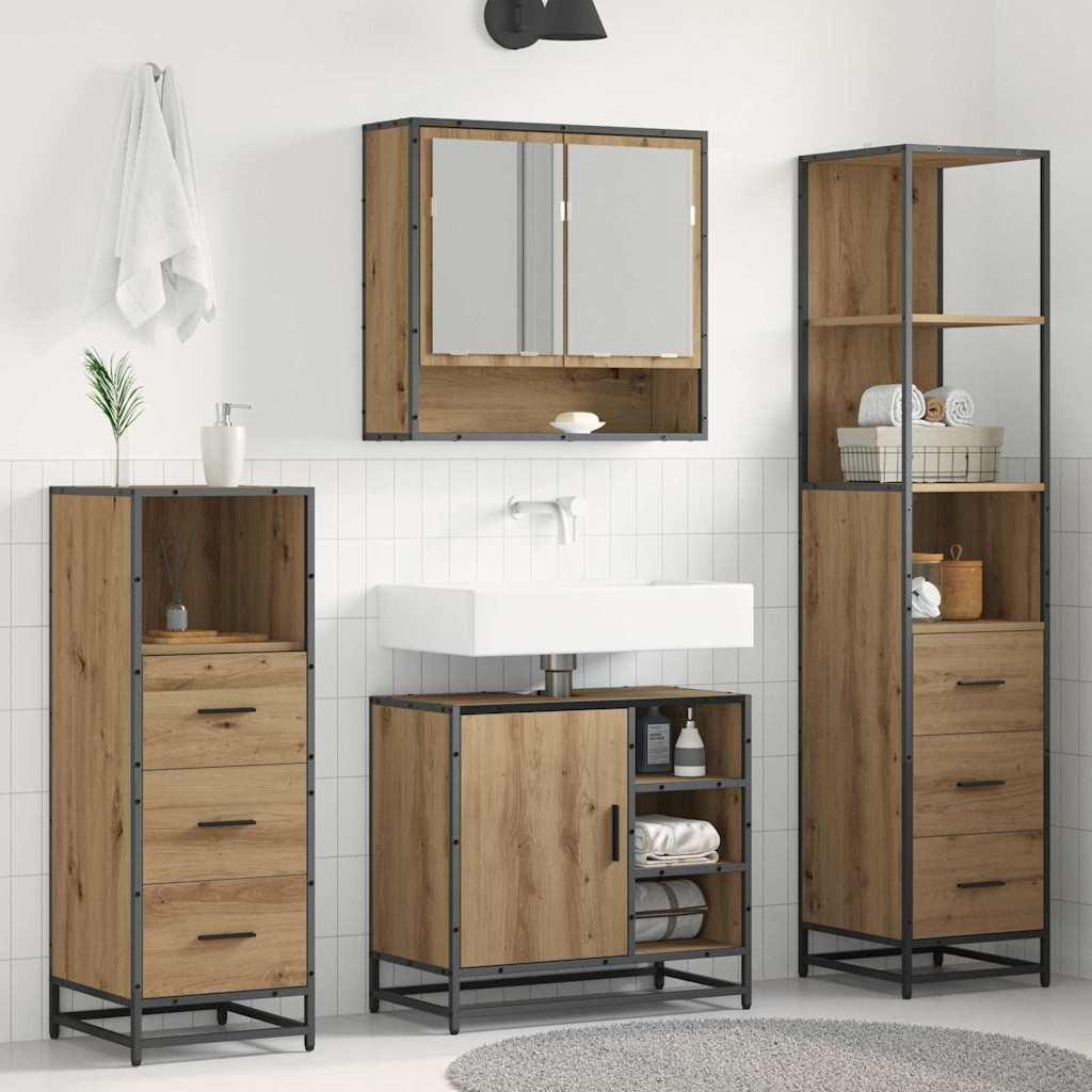 vidaXL Badezimmermöbel-Set 4 Stk. Artisan-Eiche 65 x 33 x 60 cm