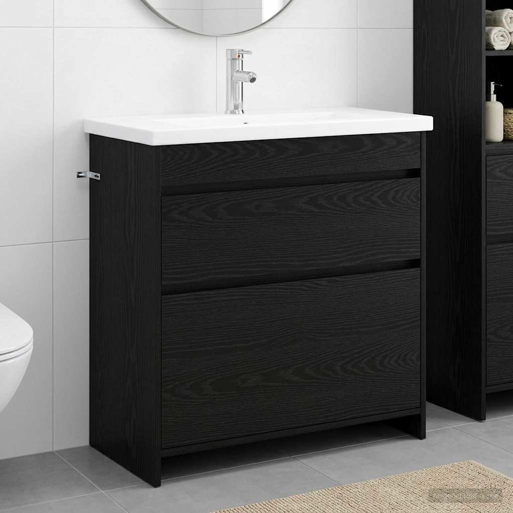 vidaXL Badezimmermöbel-Set Schwarze Eiche 81 x 40 x 84,5 cm