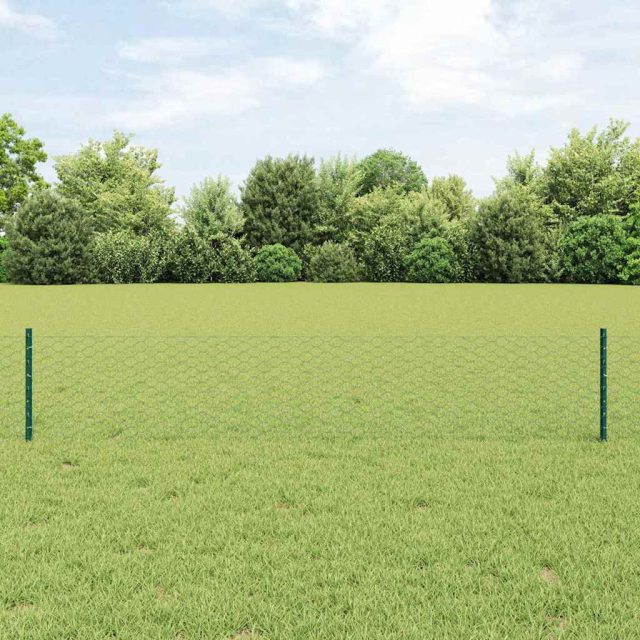 vidaXL Sechseckzaun mit Pfosten 10 x 0,4 m PVC-beschichteter Stahl