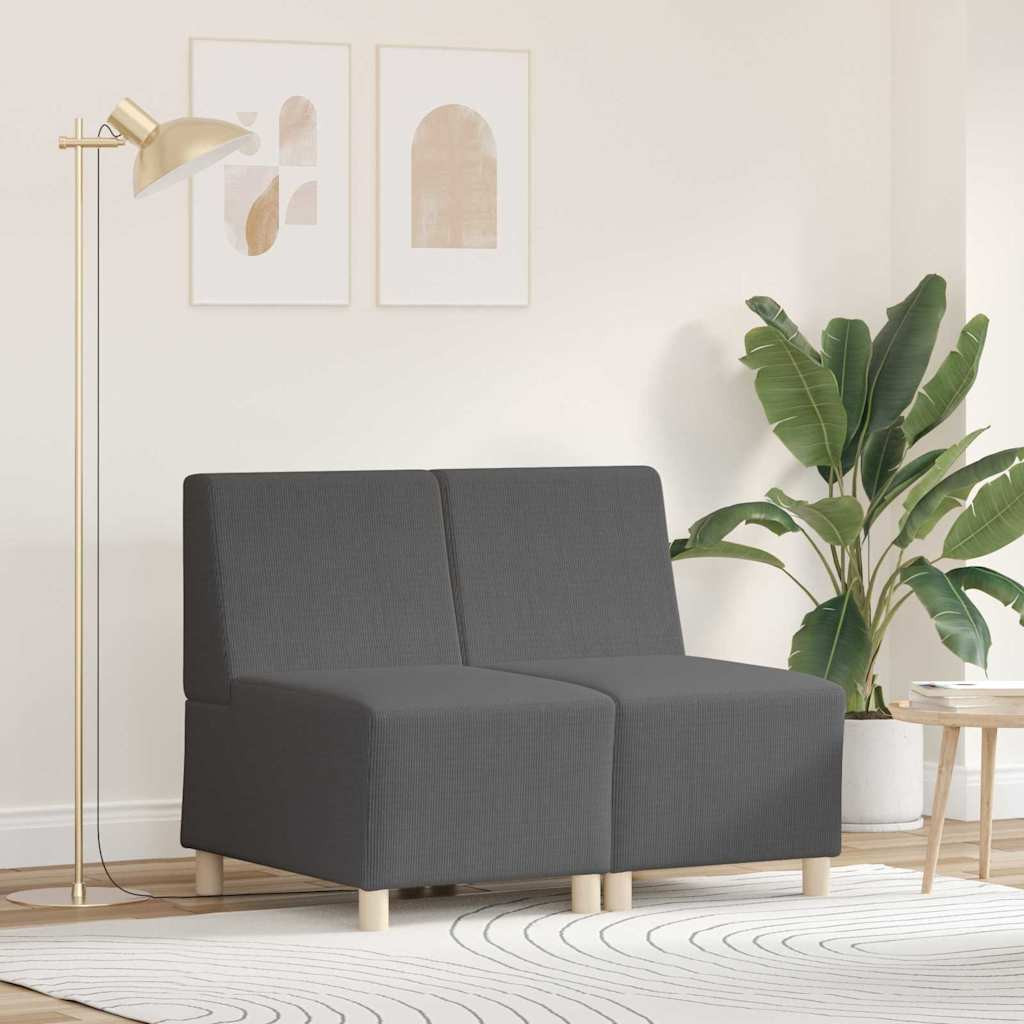 vidaXL Modulares Armfreies Sofa 2 pcs Dunkelgrau 55 x 74 x 82 cm