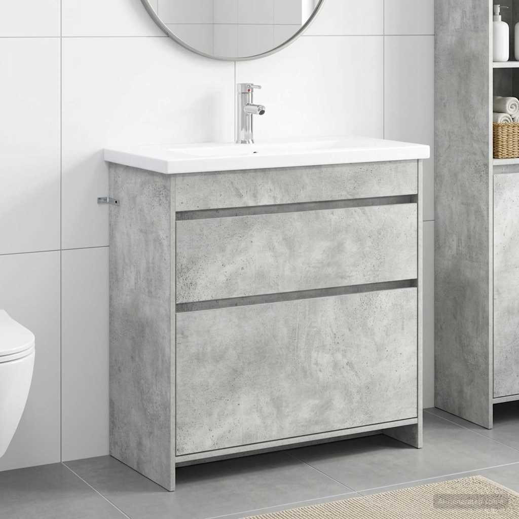 vidaXL Badezimmermöbel-Set Betongrau 81 x 40 x 84,5 cm Holzwerkstoff