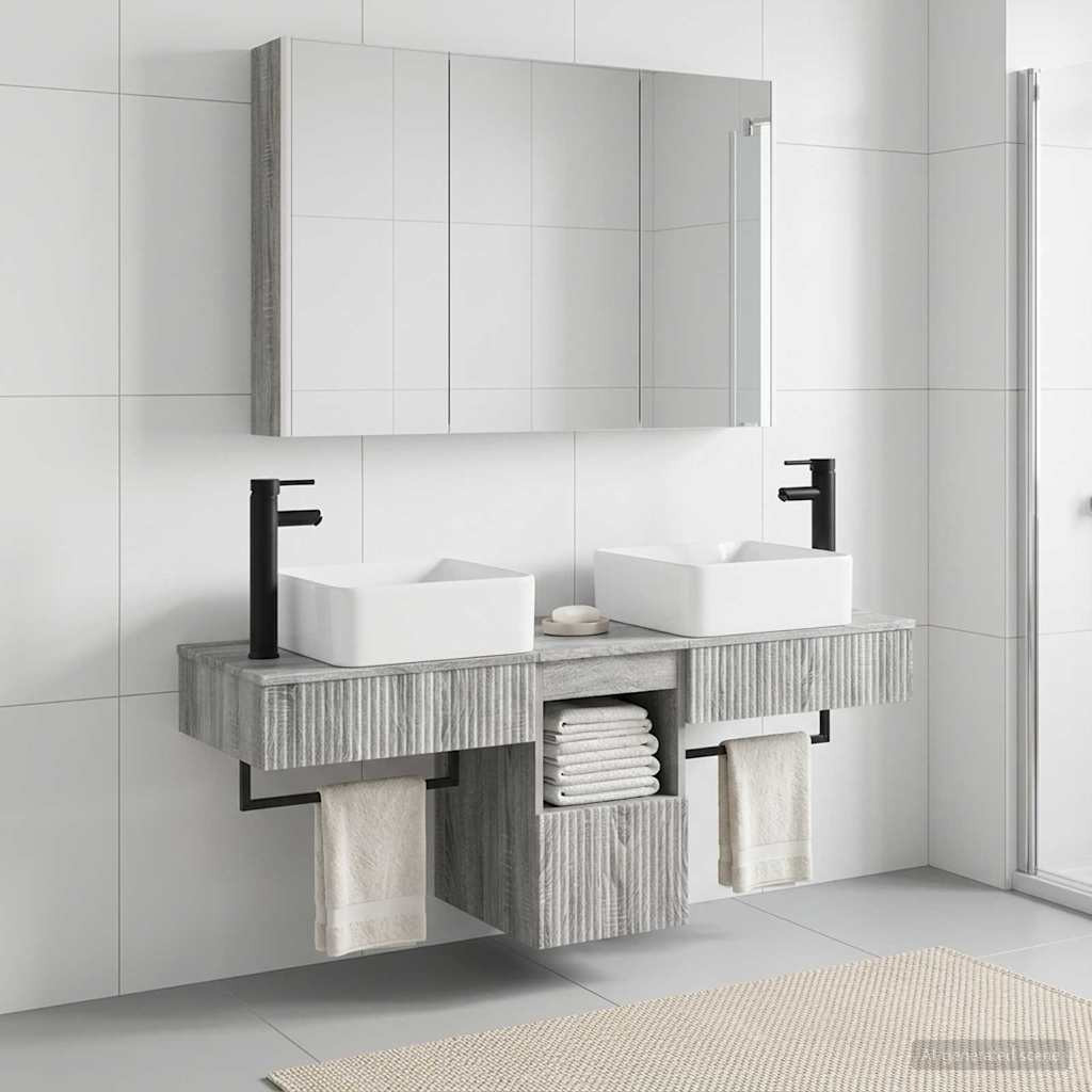 vidaXL Badezimmerschrank-Set 4 pcs Grau Sonoma 103,5 x 15,5 x 70 cm