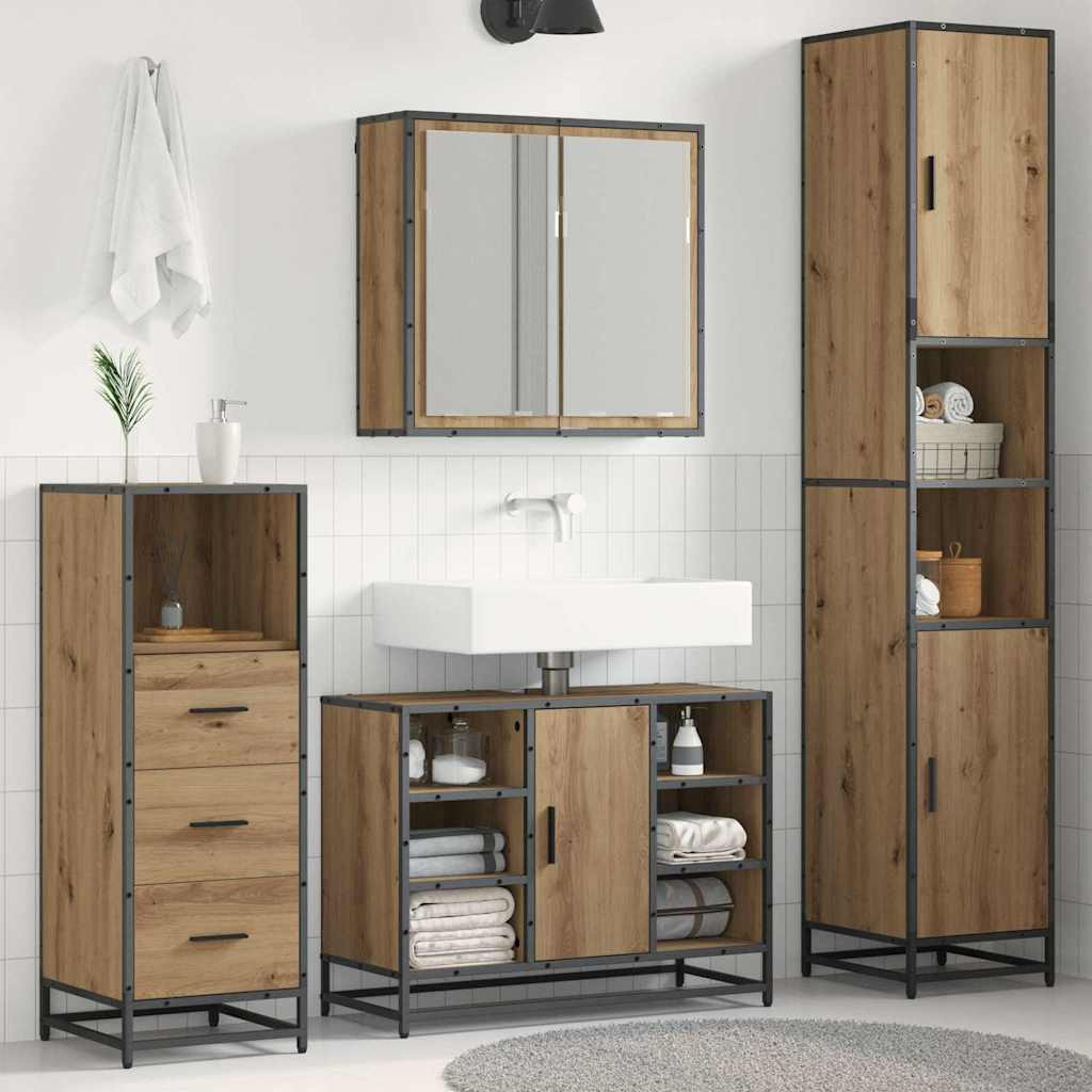 vidaXL Badezimmermöbel-Set 3 Stk. Artisan-Eiche 80 x 33 x 60 cm