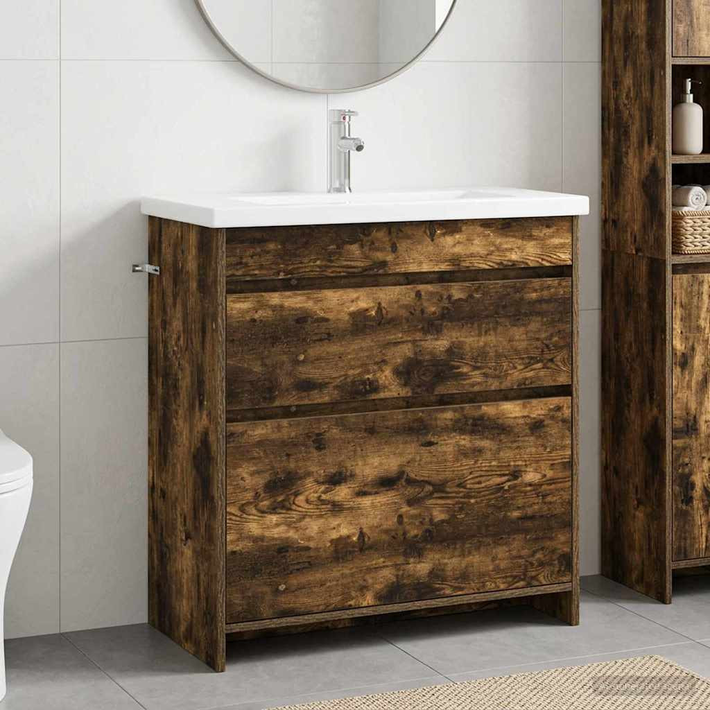vidaXL Badezimmermöbel-Set Geräucherte Eiche 81 x 40 x 84,5 cm
