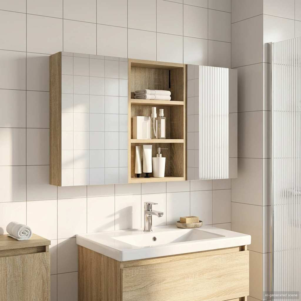 vidaXL Badezimmerschrank-Set 3 pcs 90 x 10,5 x 50 cm Holzwerkstoff