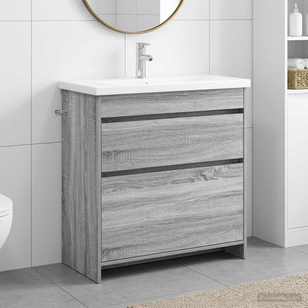 vidaXL Badezimmermöbel-Set Grau Sonoma 81 x 40 x 84,5 cm Holzwerkstoff