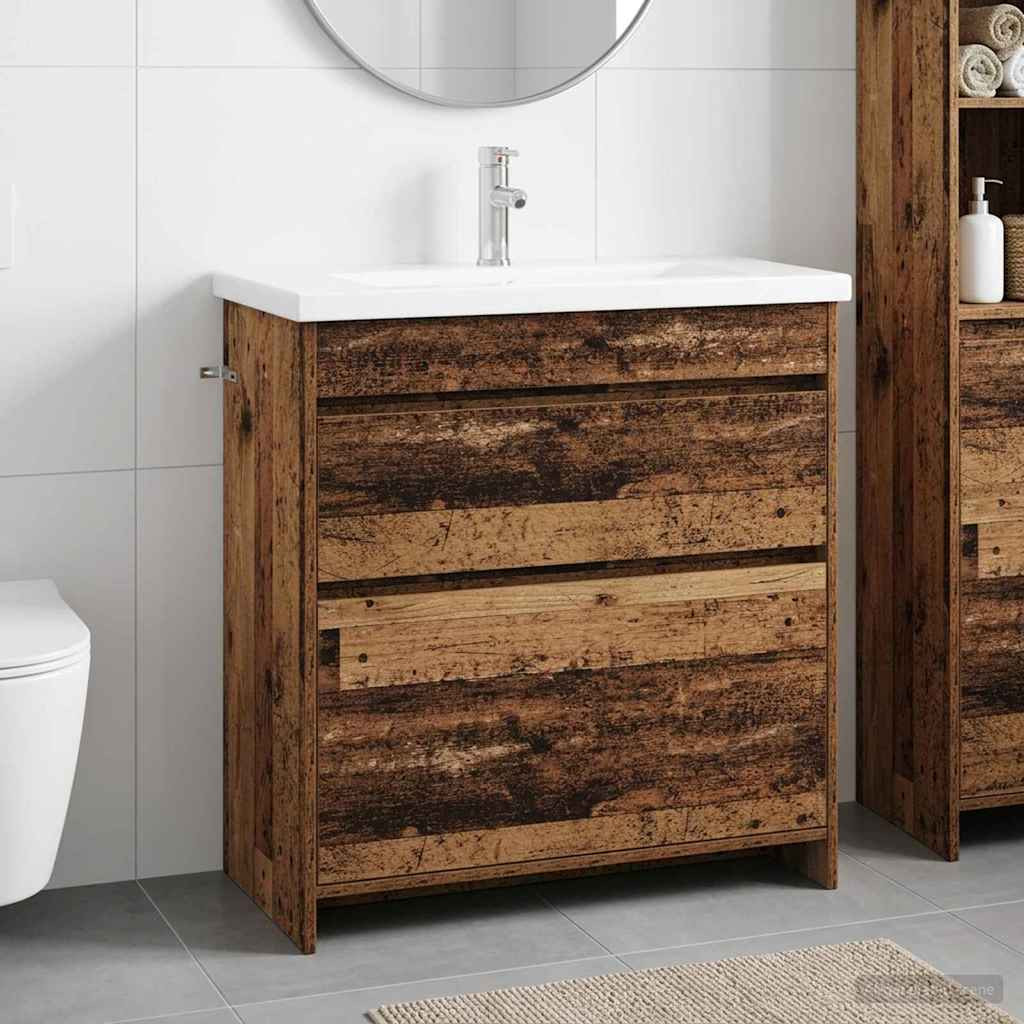 vidaXL Badezimmermöbel-Set Altholz 81 x 40 x 84,5 cm Holzwerkstoff