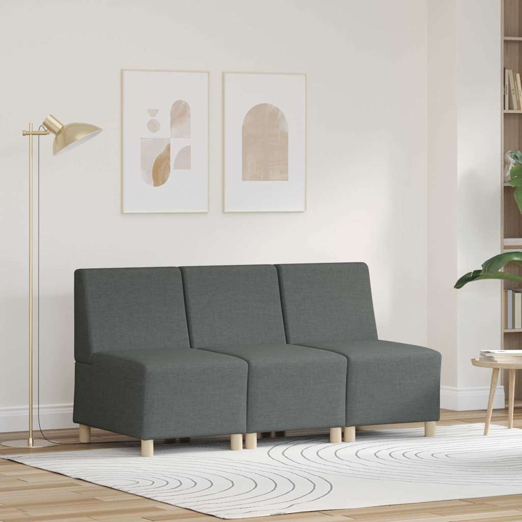 vidaXL Modulares Armfreies Sofa 3 pcs Dunkelgrau 55 x 74 x 82 cm Stoff