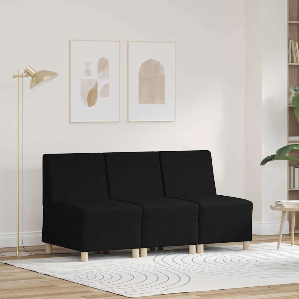 vidaXL Modulares Armfreies Sofa 3 pcs Schwarz 55 x 74 x 82 cm Stoff