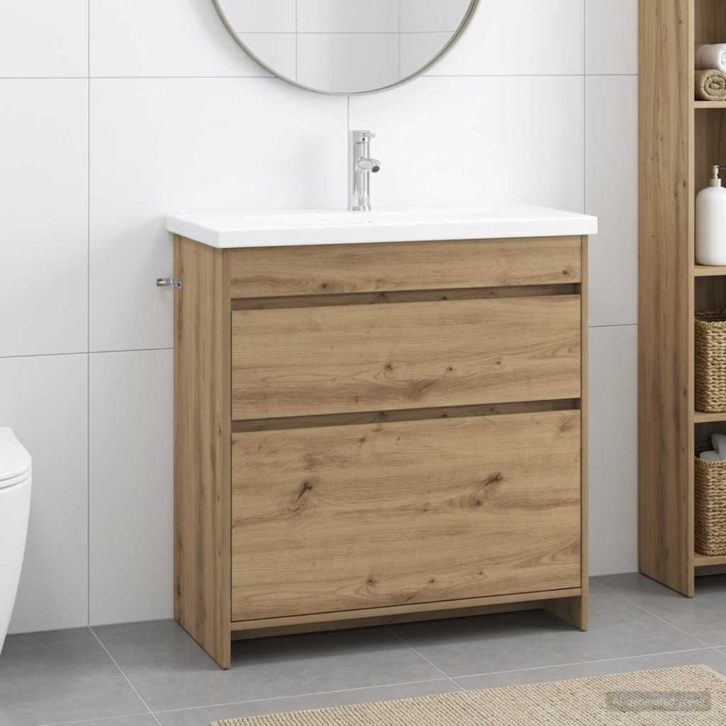 vidaXL Badezimmermöbel-Set Artisan-Eiche 81 x 40 x 84,5 cm