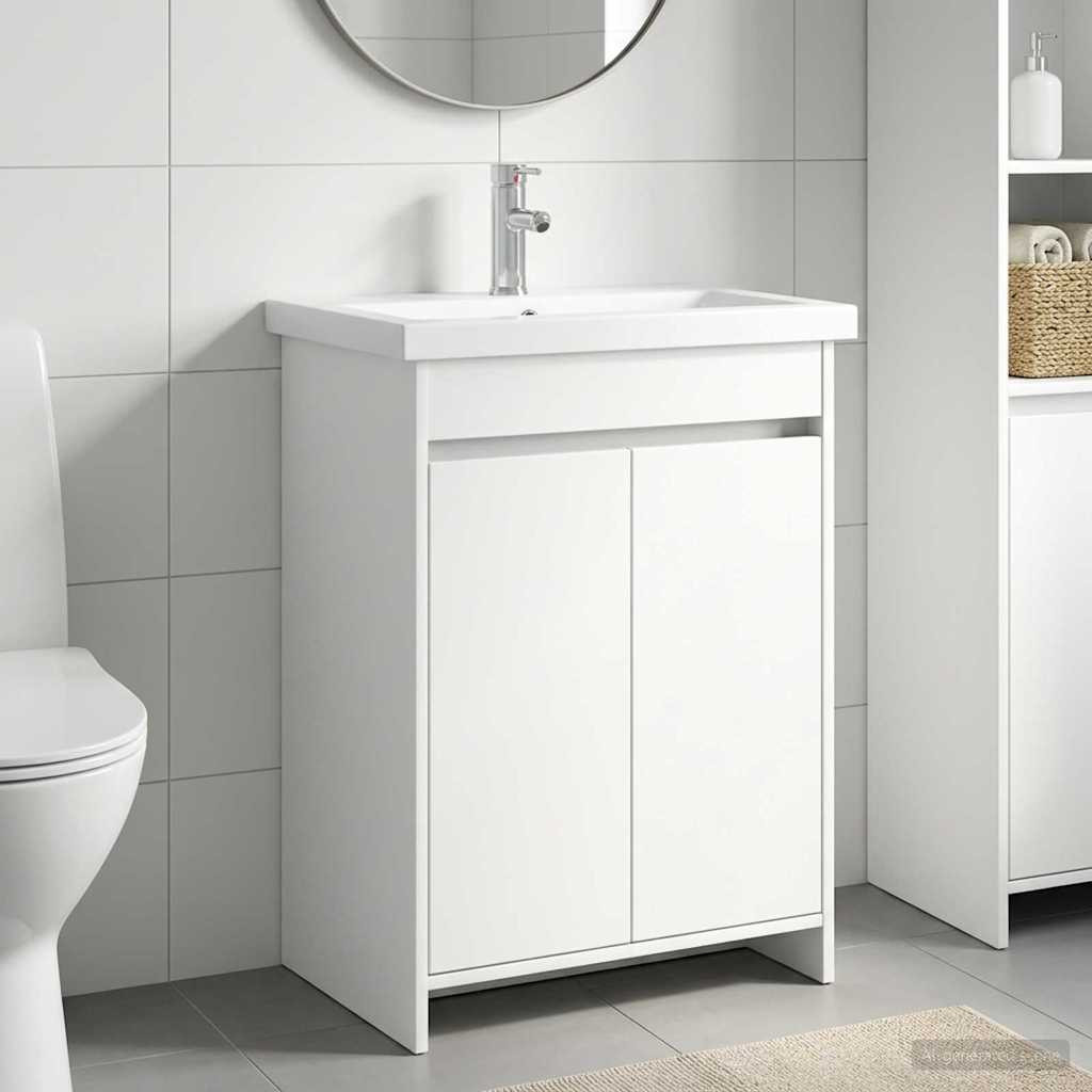 vidaXL Badezimmermöbel-Set Weiß 61 x 40 x 84,5 cm Holzwerkstoff