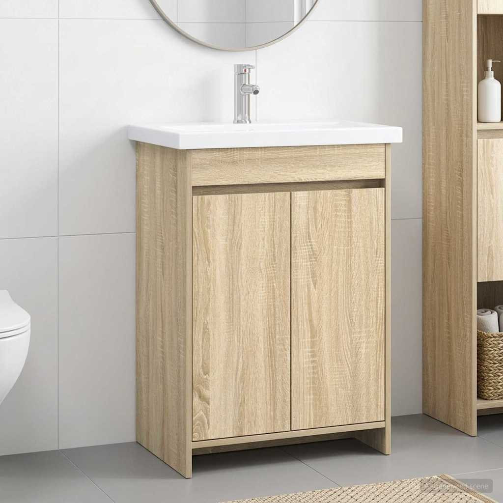 vidaXL Badezimmermöbel-Set Sonoma-Eiche 61 x 40 x 84,5 cm