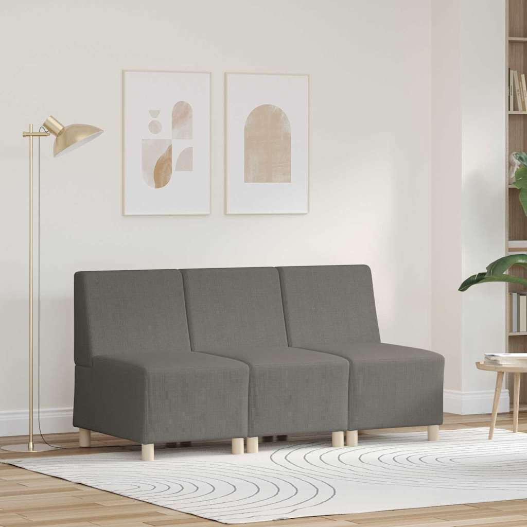 vidaXL Modulares Armfreies Sofa 3 pcs Hellgrau 55 x 74 x 82 cm
