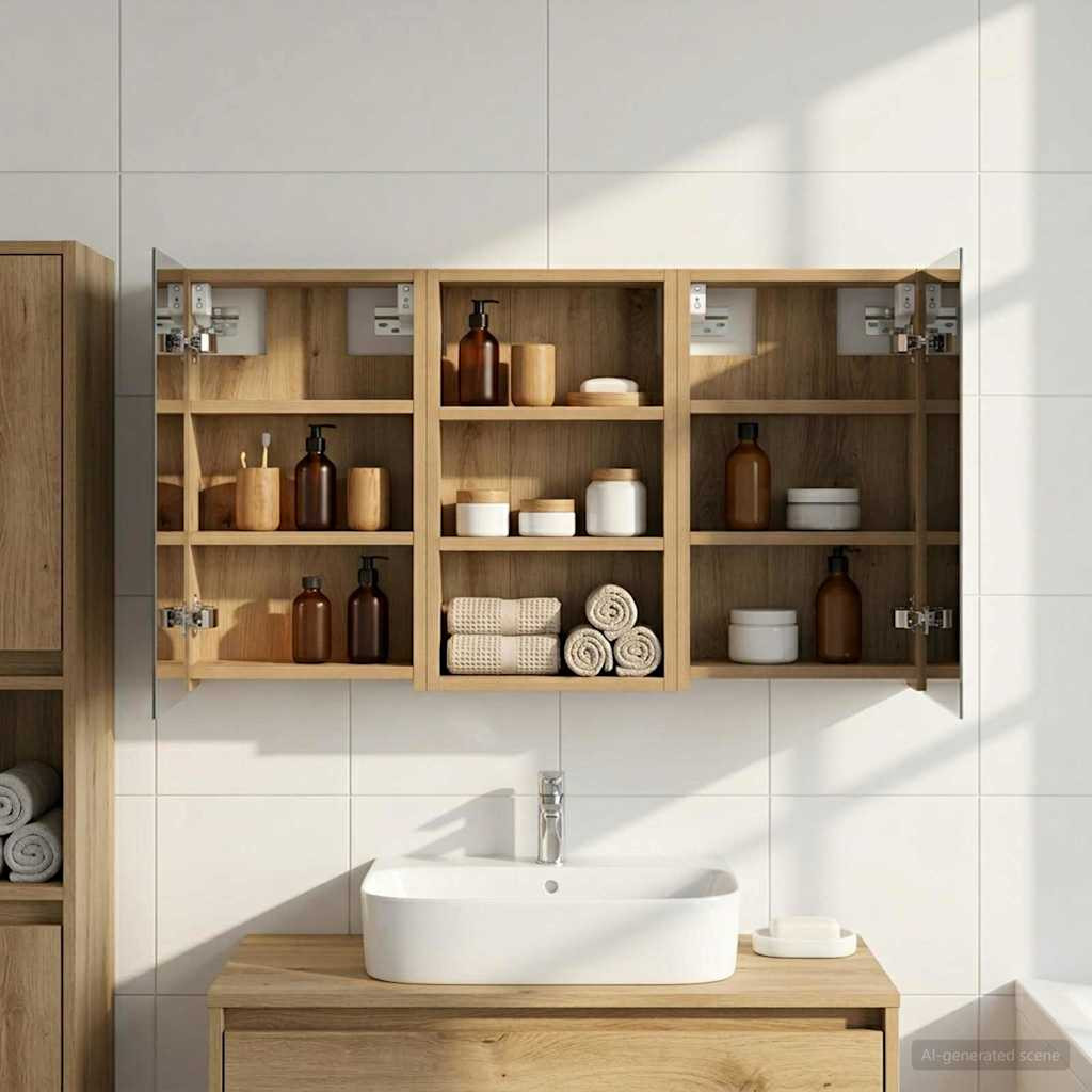 vidaXL Badezimmerschrank-Set 3 Stk. 90 x 10,5 x 50 cm Holzwerkstoff