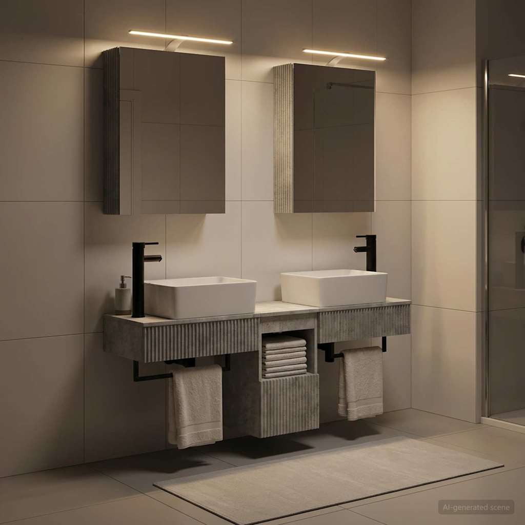 vidaXL Badezimmerschrank-Set 5 pcs Betongrau 50 x 14,5 x 70 cm