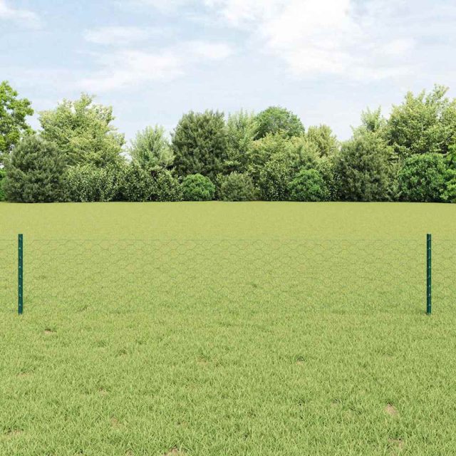 vidaXL Sechseckzaun mit Pfosten 10 x 0,4 m PVC-beschichteter Stahl