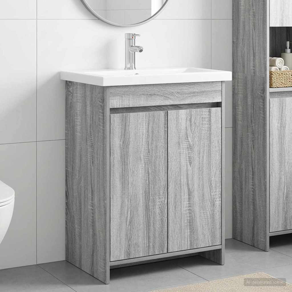 vidaXL Badezimmermöbel-Set Grau Sonoma 61 x 40 x 84,5 cm Holzwerkstoff