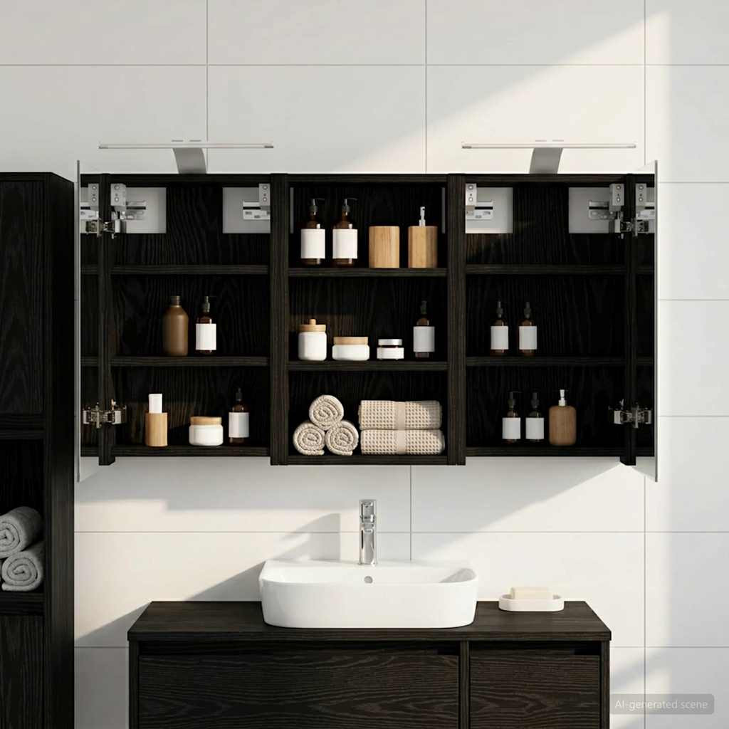 vidaXL Badezimmerschrank-Set 3 pcs 90 x 10,5 x 50 cm Holzwerkstoff