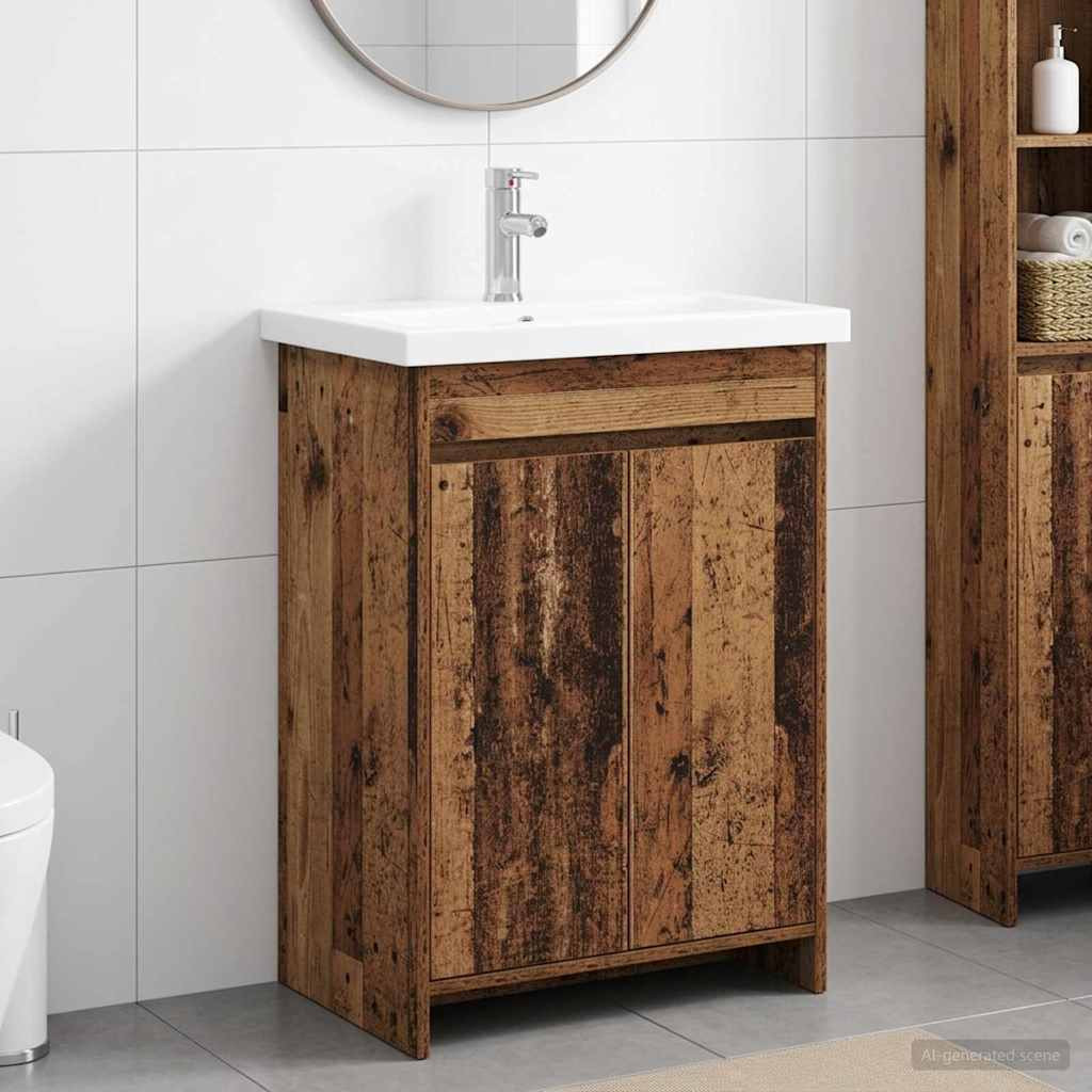 vidaXL Badezimmermöbel-Set Altholz 61 x 40 x 84,5 cm Holzwerkstoff