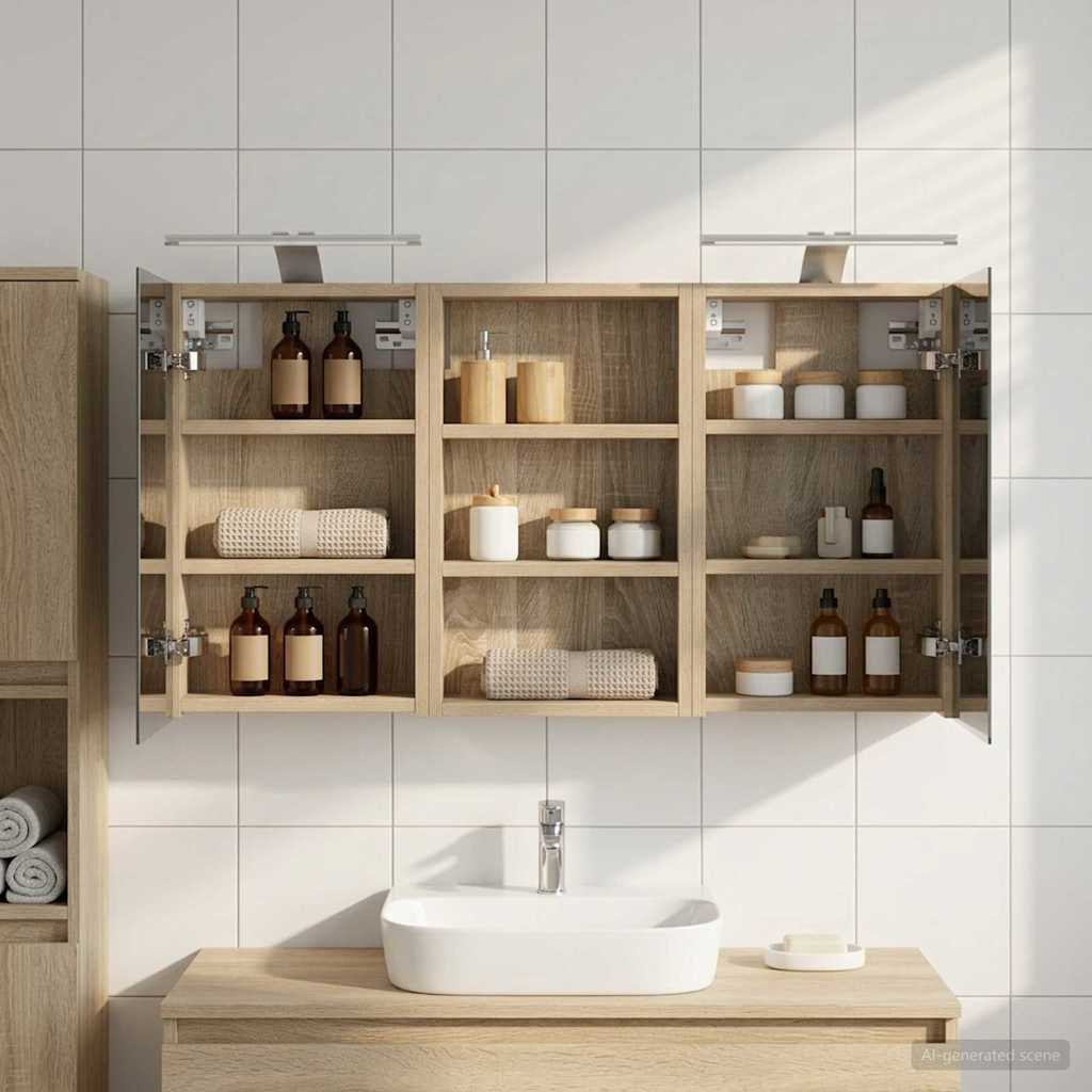 vidaXL Badezimmerschrank-Set 3 pcs 90 x 10,5 x 50 cm Holzwerkstoff