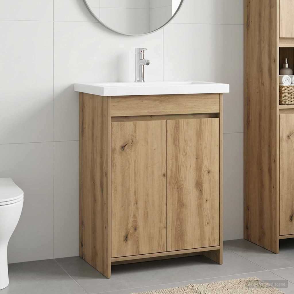 vidaXL Badezimmermöbel-Set Artisan-Eiche 61 x 40 x 84,5 cm