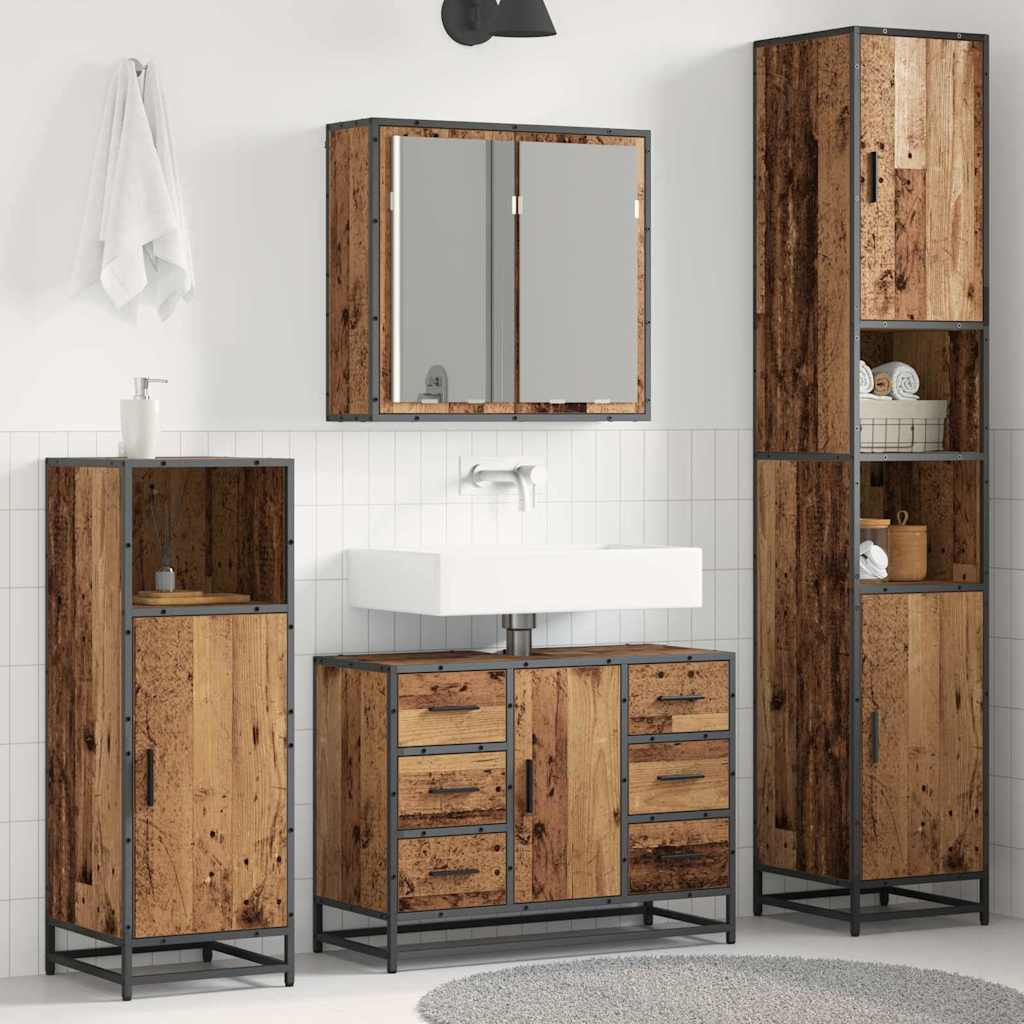 vidaXL Badezimmermöbel-Set mit Schubladen 3 pcs Altholz Holzwerkstoff