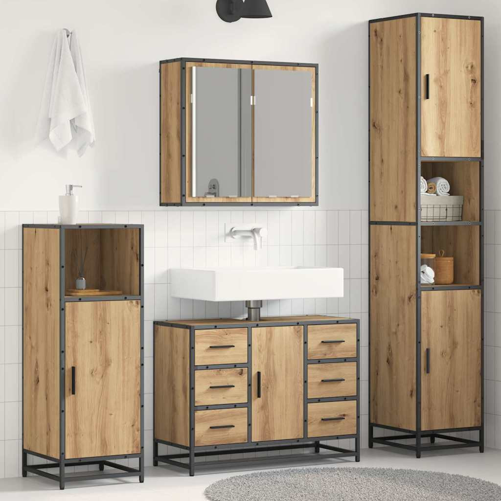 vidaXL Badezimmermöbel-Set 3 Stk. Artisan-Eiche 80 x 33 x 60 cm