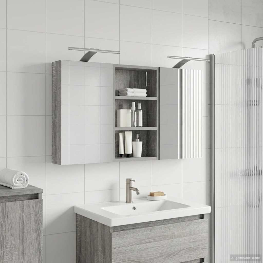vidaXL Badezimmerschrank-Set 3 pcs 90 x 10,5 x 50 cm Holzwerkstoff