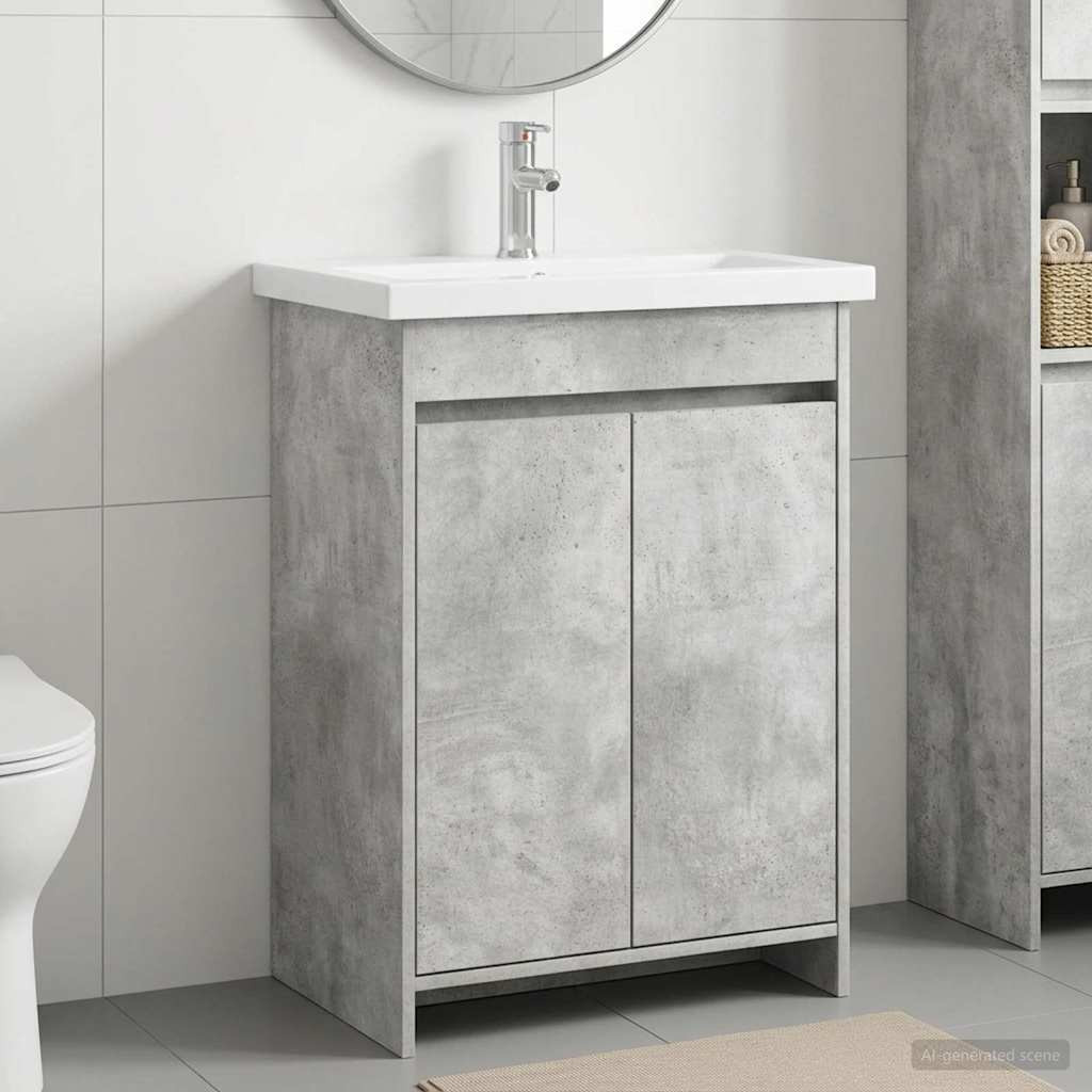vidaXL Badezimmermöbel-Set Betongrau 81 x 40 x 84,5 cm Holzwerkstoff