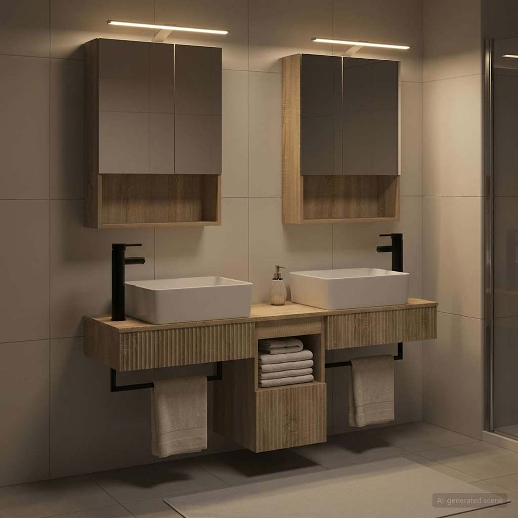 vidaXL Badezimmerschrank-Set 5 pcs Sonoma-Eiche 50 x 14,5 x 70 cm
