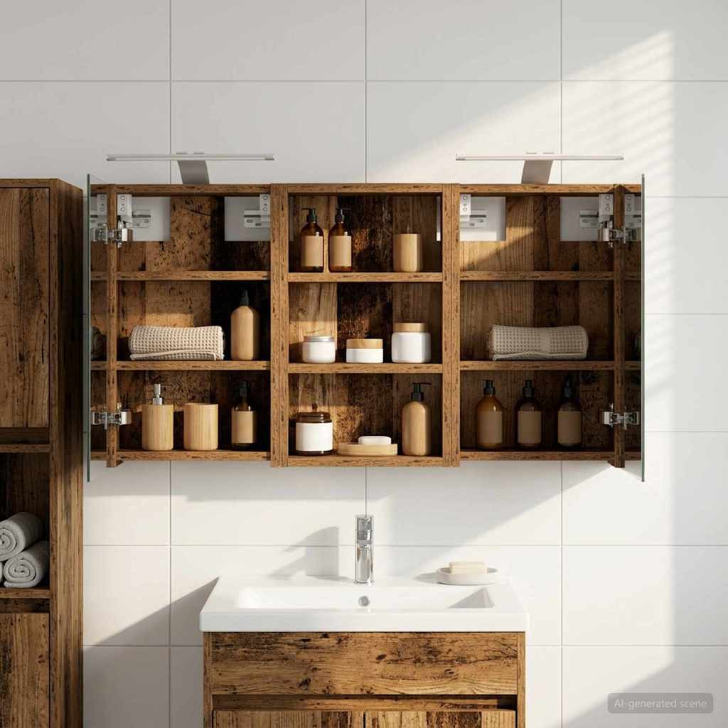 vidaXL Badezimmerschrank-Set 3 pcs 90 x 10,5 x 50 cm Holzwerkstoff