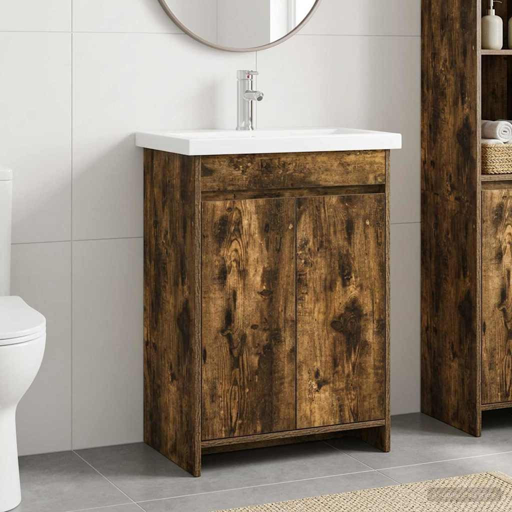 vidaXL Badezimmermöbel-Set Geräucherte Eiche 81 x 40 x 84,5 cm