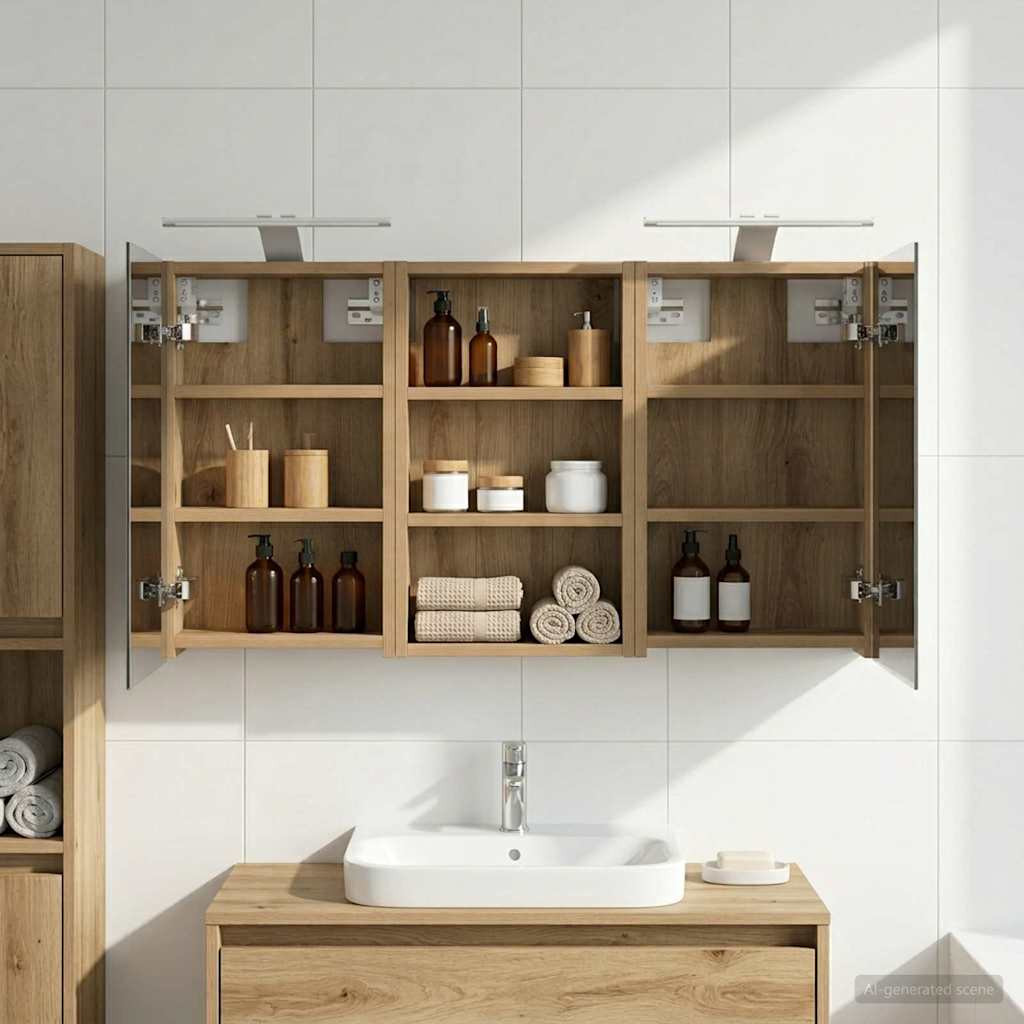 vidaXL Badezimmerschrank-Set 3 Stk. 90 x 10,5 x 50 cm Holzwerkstoff