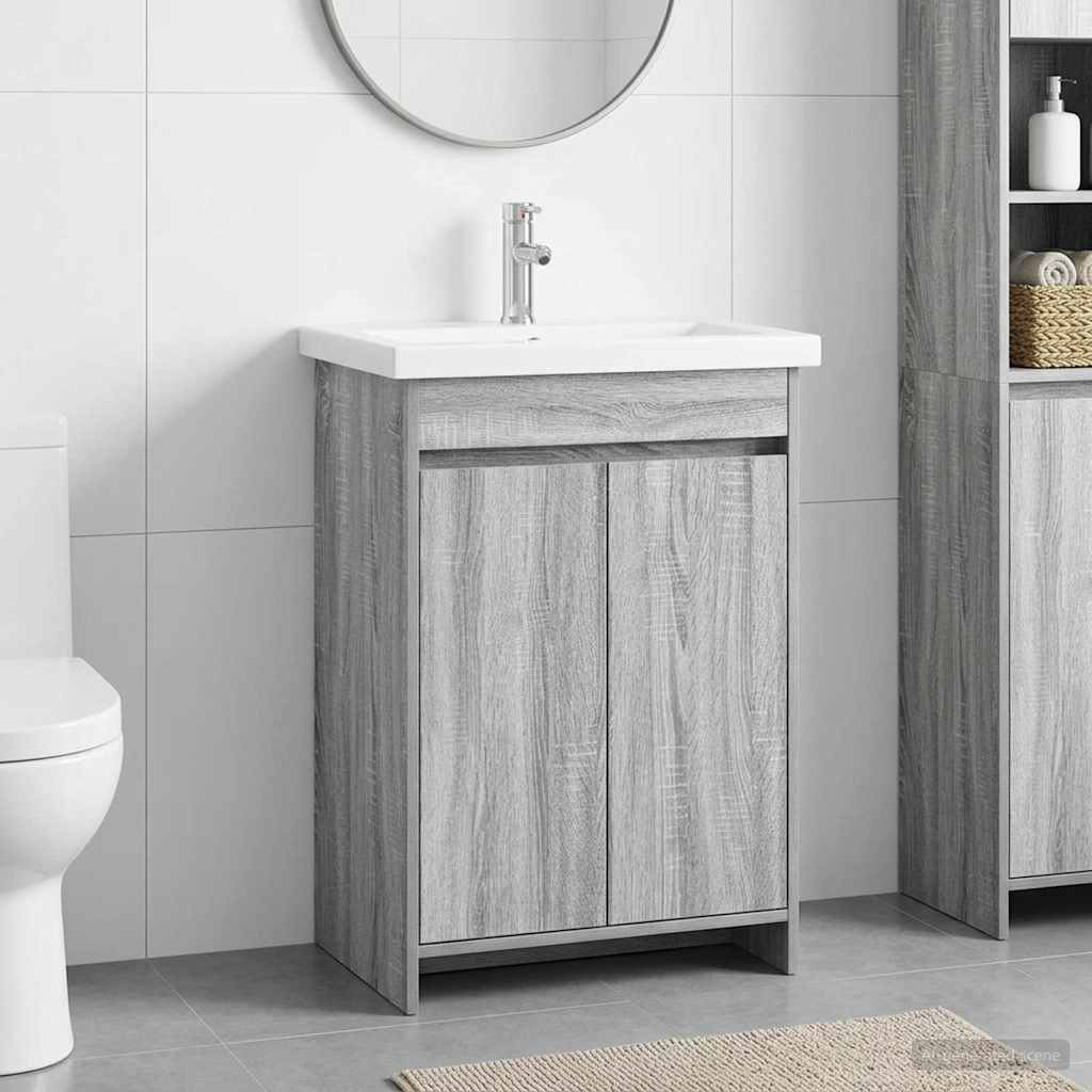vidaXL Badezimmermöbel-Set Grau Sonoma 81 x 40 x 84,5 cm Holzwerkstoff