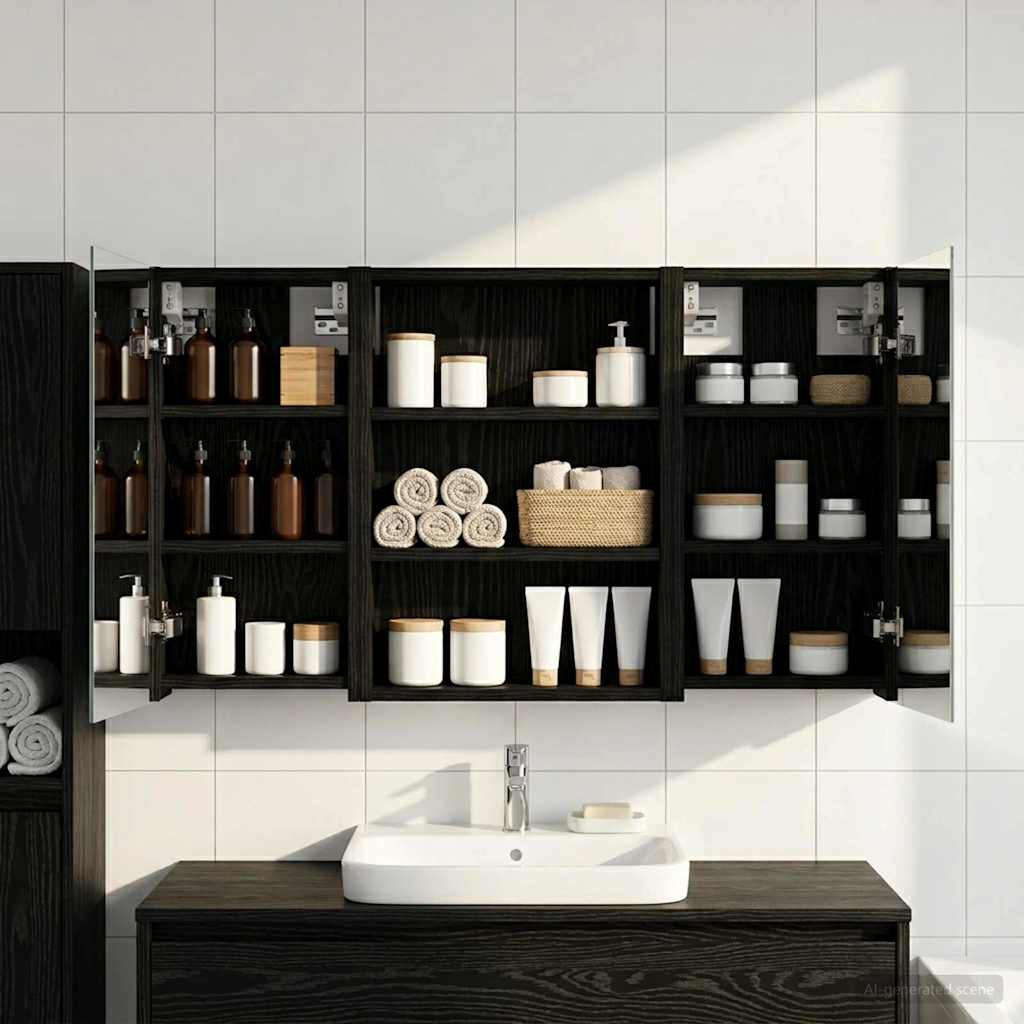 vidaXL Badezimmerschrank-Set 3 pcs 100 x 10,5 x 50 cm Holzwerkstoff