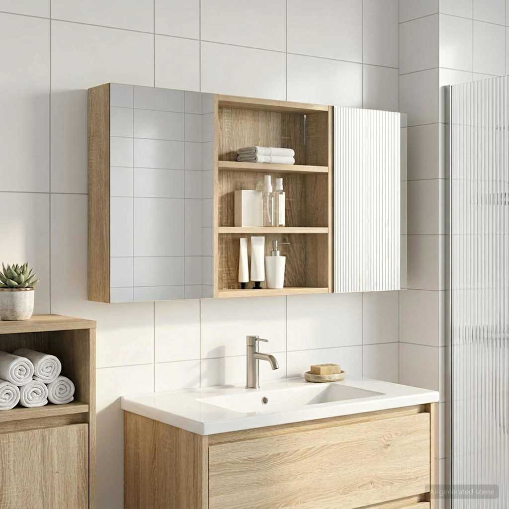 vidaXL Badezimmerschrank-Set 3 pcs 100 x 10,5 x 50 cm Holzwerkstoff