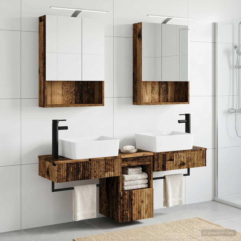 vidaXL Badezimmerschrank-Set 5 pcs Altholz 50 x 14,5 x 70 cm