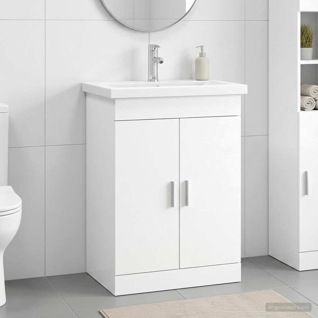 vidaXL Badezimmermöbel-Set Weiß 61 x 40 x 84,5 cm Holzwerkstoff