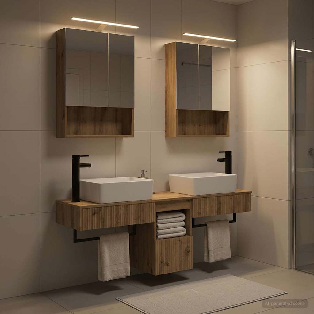 vidaXL Badezimmerschrank-Set 5 Stk. Artisan-Eiche Holzwerkstoff