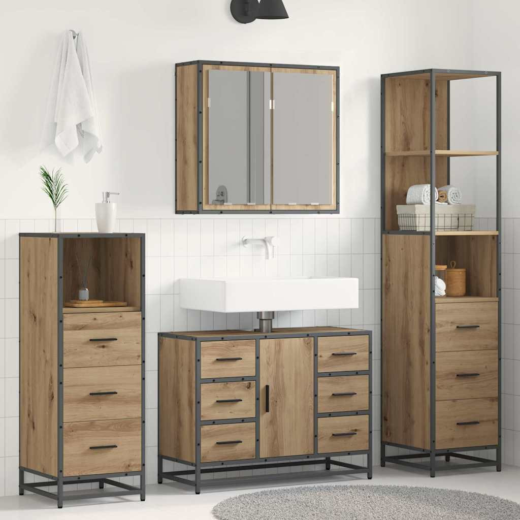 vidaXL Badezimmermöbel-Set 4 Stk. Artisan-Eiche 80 x 33 x 60 cm