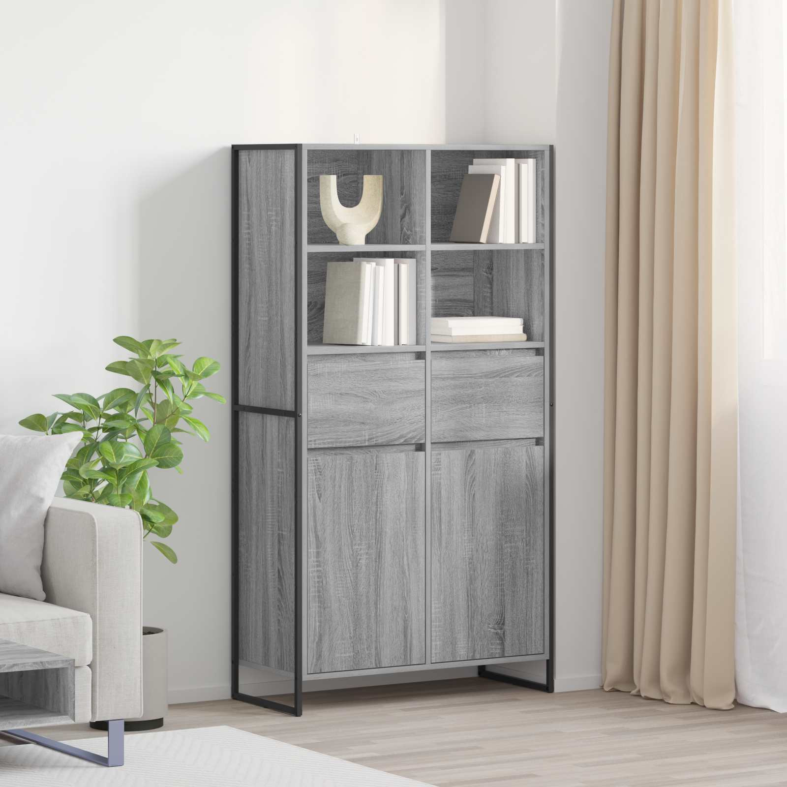 vidaXL Sideboard Graues Sonoma 81 x 36 x 150.5 cm Holzwerkstoff