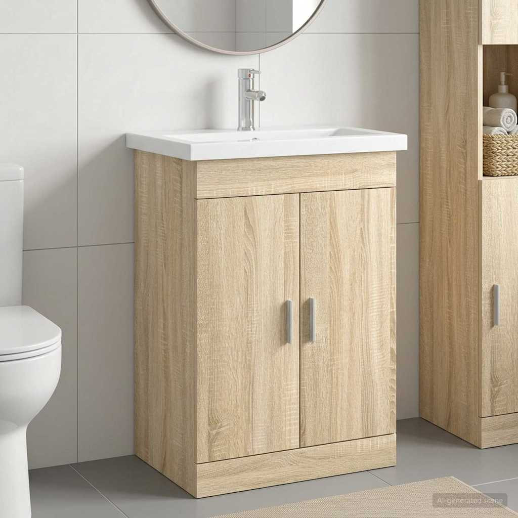 vidaXL Badezimmermöbel-Set Sonoma-Eiche 61 x 40 x 84,5 cm